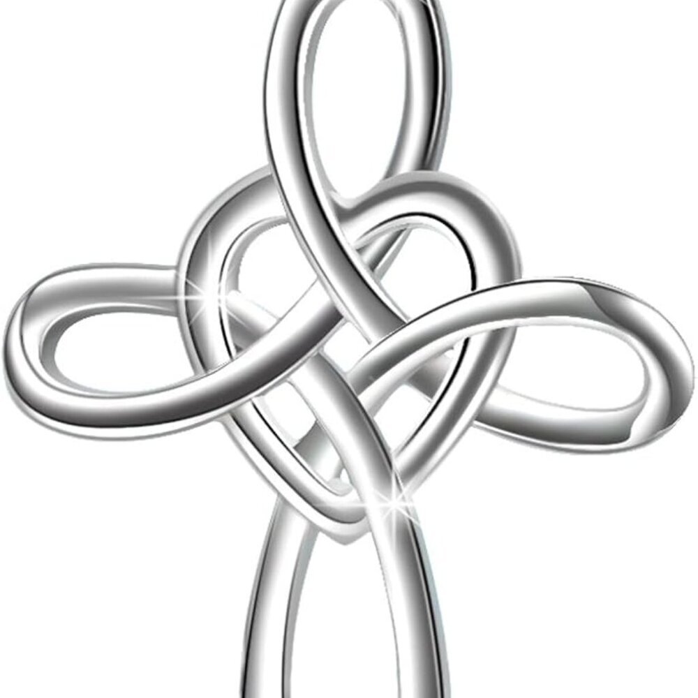 Celtic Knot Cross Necklace Sterling Silver Infinity Love Heart Pendant Necklace